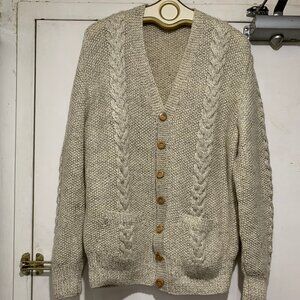 HANDMADE BY ALICE WOOL KNIT PATTERN CARDIGAN SWEATERS SIZE L